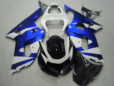 Billige Suzuki GSXR 600 Motorrad Verkleidung 2001-2003 - Weiss Blau Glanzendes Schwarz