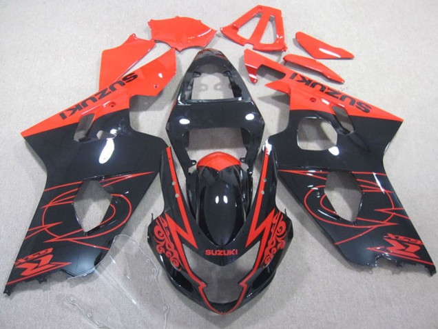 Billige Suzuki GSXR 600 Motorrad Verkleidung 2004-2005 - Glanzendes Schwarz Rot