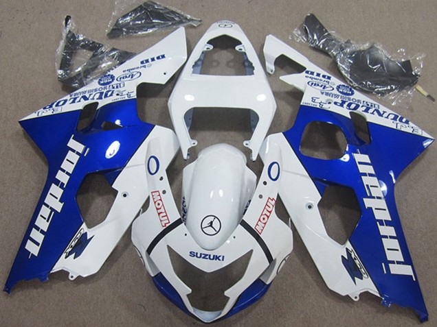 Billige Suzuki GSXR 600 Motorrad Verkleidung 2004-2005 - Weiss Blau Jordan Motul