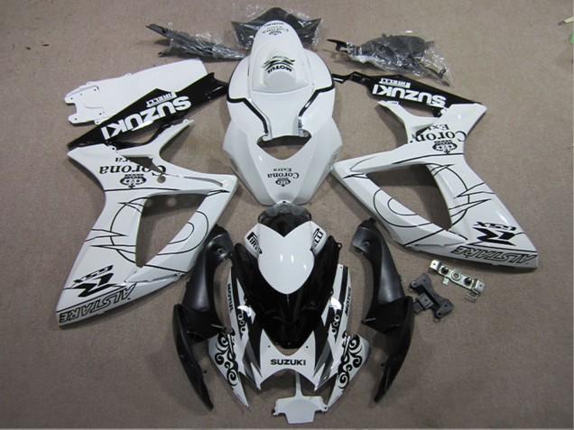 Billige Suzuki GSXR 600 Motorrad Verkleidung 2006-2007 - Weiss Schwarz Corona Extra