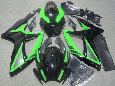 Billige Suzuki GSXR 600 Motorrad Verkleidung 2006-2007 - Grun Glanzendes Schwarz Silber