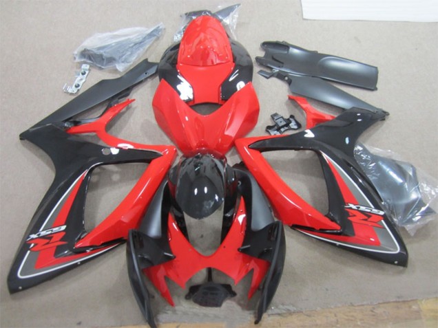 Billige Suzuki GSXR 600 Motorrad Verkleidung 2006-2007 - Rot Schwarz
