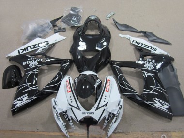 Billige Suzuki GSXR 600 Motorrad Verkleidung 2006-2007 - Weiss Schwarz Corona Extra Motul