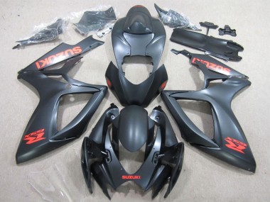 Billige Suzuki GSXR 600 Motorrad Verkleidung 2006-2007 - Matt Schwarz Rot Aufkleber