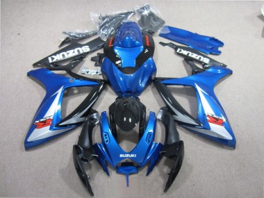 Billige Suzuki GSXR 600 Motorrad Verkleidung 2006-2007 - Blau Weiss Glanzendes Schwarz Rot