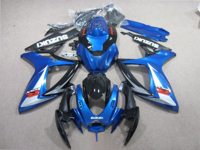 Billige Suzuki GSXR 600 Motorrad Verkleidung 2006-2007 - Blau Weiss Glanzendes Schwarz Rot