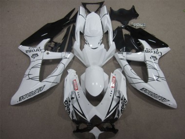 Billige Suzuki GSXR 600 Motorrad Verkleidung 2008-2010 - Weiss Schwarz Corona Extra Motul