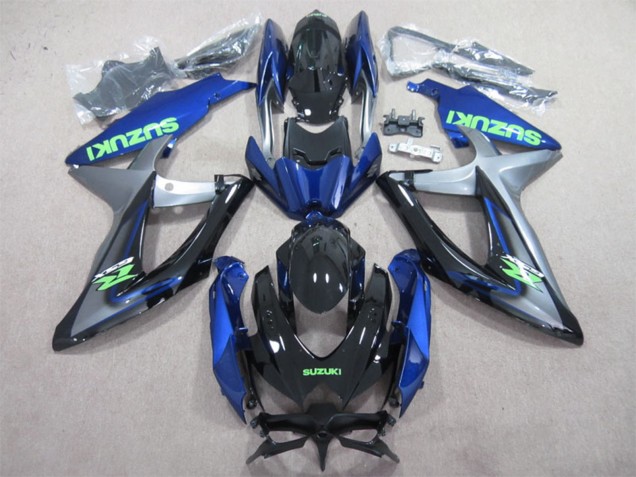 Billige Suzuki GSXR 600 Motorrad Verkleidung 2008-2010 - Blau Silber Glanzendes Schwarz Grun