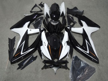 Billige Suzuki GSXR 600 Motorrad Verkleidung 2008-2010 - Weiss Glanzendes Schwarz