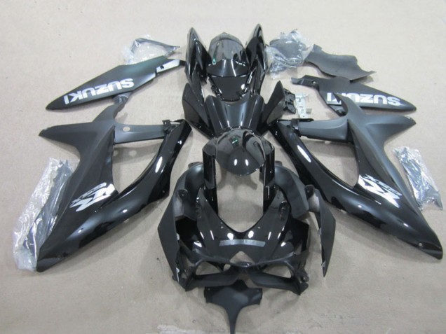 Billige Suzuki GSXR 600 Motorrad Verkleidung 2008-2010 - Glanzendes Schwarz Weiss
