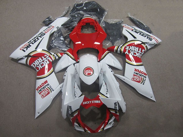 Billige Suzuki GSXR 600 Motorrad Verkleidung 2011-2024 - Weiss Rot Motul Lucky Strike