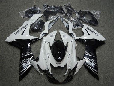 Billige Suzuki GSXR 600 Motorrad Verkleidung 2011-2024 - Weiss Glanzendes Schwarz