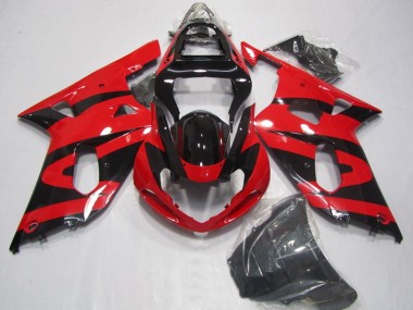 Billige Suzuki GSXR 750 Motorrad Verkleidung 2001-2003 - Rot Glanzendes Schwarz