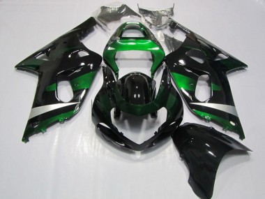 Billige Suzuki GSXR 750 Motorrad Verkleidung 2001-2003 - Glanzendes Schwarz Grun Silber