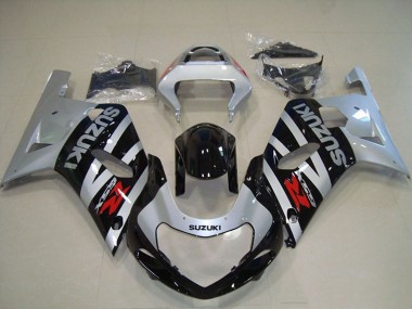 Billige Suzuki GSXR 750 Motorrad Verkleidung 2001-2003 - Silber Glanzendes Schwarz