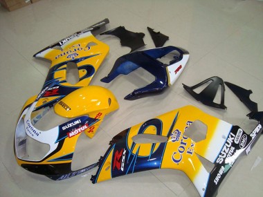 Billige Suzuki GSXR 750 Motorrad Verkleidung 2001-2003 - Gelb Weiss Blau Alstare Corona Extra Motul