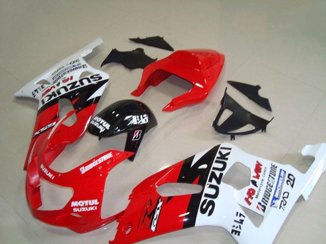 Billige Suzuki GSXR 750 Motorrad Verkleidung 2001-2003 - Rot Weiss Glanzendes Schwarz Motul