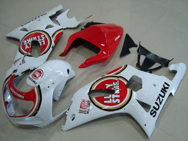 Billige Suzuki GSXR 750 Motorrad Verkleidung 2001-2003 - Weiss Rot Lucky Strike