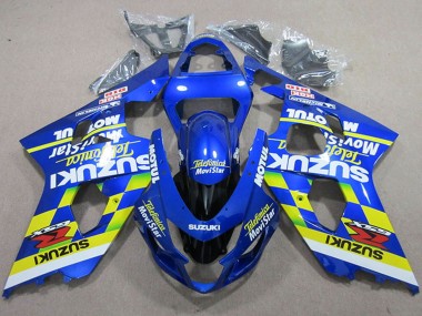Billige Suzuki GSXR 750 Motorrad Verkleidung 2004-2005 - Blau Neon Gelb Telefonica MoviStar Motul