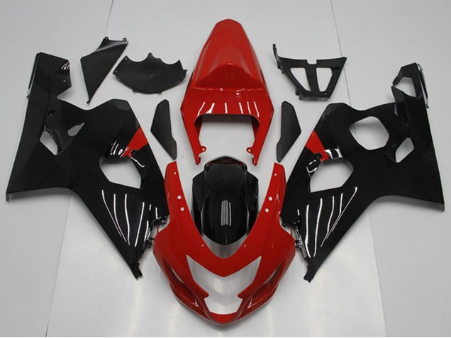 Billige Suzuki GSXR 750 Motorrad Verkleidung 2004-2005 - Rot Glanzendes Schwarz