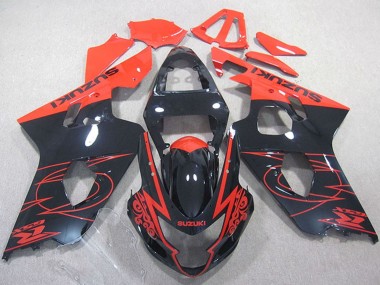Billige Suzuki GSXR 750 Motorrad Verkleidung 2004-2005 - Rot Glanzendes Schwarz
