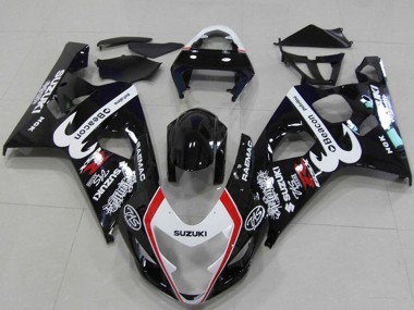 Billige Suzuki GSXR 750 Motorrad Verkleidung 2004-2005 - Glanzendes Schwarz Weiss Rot Leuchtfeuer