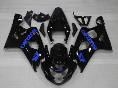 Billige Suzuki GSXR 750 Motorrad Verkleidung 2004-2005 - Glanzendes Schwarz Blau Aufkleber