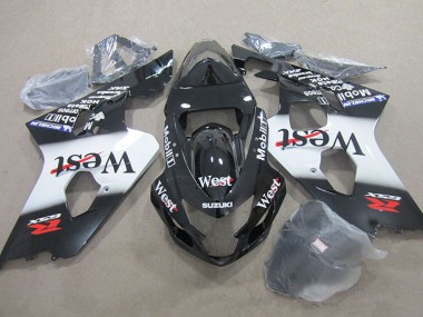 Billige Suzuki GSXR 750 Motorrad Verkleidung 2004-2005 - Glanzendes Schwarz Weiss West Mobil