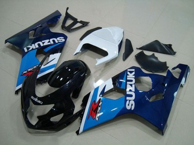 Billige Suzuki GSXR 750 Motorrad Verkleidung 2004-2005 - Weiss Blau Glanzendes Schwarz