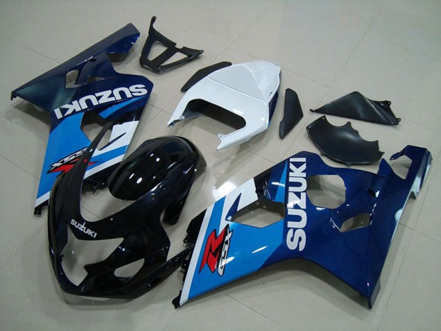 Billige Suzuki GSXR 750 Motorrad Verkleidung 2004-2005 - Weiss Blau Glanzendes Schwarz