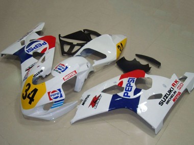 Billige Suzuki GSXR 750 Motorrad Verkleidung 2004-2005 - Weiss Blau Rot Gelb Pepsi 34