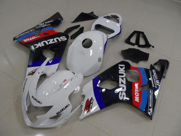 Billige Suzuki GSXR 750 Motorrad Verkleidung 2004-2005 - Weiss Blau Rot Schwarz Motul
