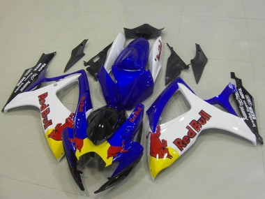 Billige Suzuki GSXR 750 Motorrad Verkleidung 2006-2007 - Blau Weiss Gelb Red Bull