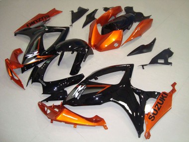 Billige Suzuki GSXR 750 Motorrad Verkleidung 2006-2007 - Orange Glanzendes Schwarz