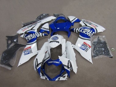 Billige Suzuki GSXR 750 Motorrad Verkleidung 2011-2024 - Weiss Lucky Strike Motul