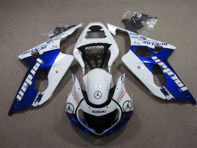 Billige Suzuki GSXR 1000 Motorrad Verkleidung 2000-2002 - Weiss Blau Jordan Motul