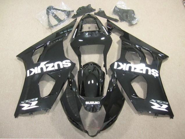 Billige Suzuki GSXR 1000 Motorrad Verkleidung 2003-2004 - Glanzendes Schwarz Weiss Aufkleber