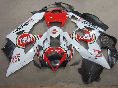 Billige Suzuki GSXR 1000 Motorrad Verkleidung 2005-2006 - Weiss Rot Lucky Strike Motul