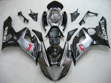 Billige Suzuki GSXR 1000 Motorrad Verkleidung Kit 2005-2006 - Glanzendes Schwarz Silber Rot