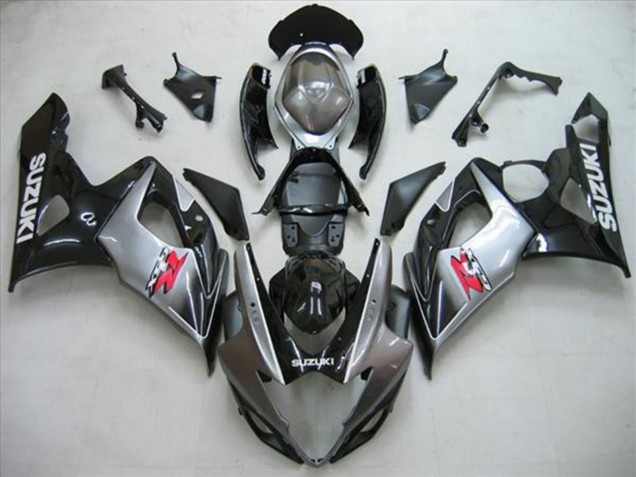 Billige Suzuki GSXR 1000 Motorrad Verkleidung Kit 2005-2006 - Glanzendes Schwarz Silber Rot