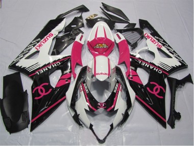 Billige Suzuki GSXR 1000 Motorrad Verkleidung 2005-2006 - Weiss Rosa Schwarz Chanel