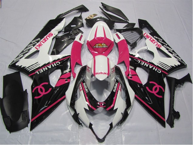 Billige Suzuki GSXR 1000 Motorrad Verkleidung 2005-2006 - Weiss Rosa Schwarz Chanel