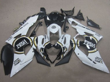 Billige Suzuki GSXR 1000 Motorrad Verkleidung 2005-2006 - Weiss Schwarz Lucky Strike Motul