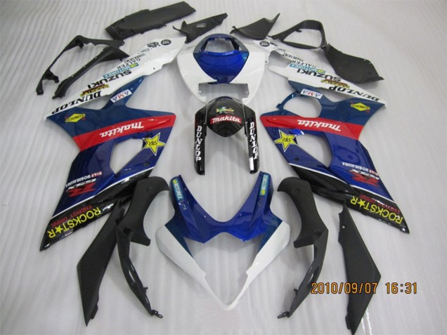 Billige Suzuki GSXR 1000 Motorrad Verkleidung 2005-2006 - Blau Weiss Rot Schwarz RockStar
