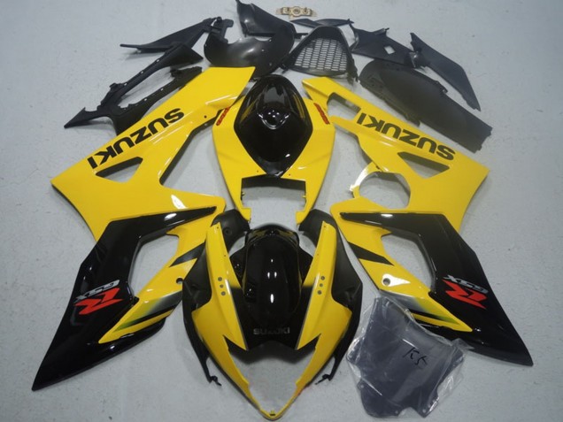 Billige Suzuki GSXR 1000 Motorrad Verkleidung 2005-2006 - Gelb Glanzendes Schwarz