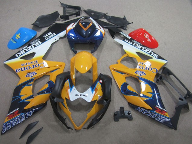 Billige Suzuki GSXR 1000 Motorrad Verkleidung 2005-2006 - Weiss Gelb Blau Schwarz Corona Extra Alstare