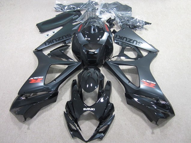 Billige Suzuki GSXR 1000 Motorrad Verkleidungen Kit 2007-2008 - Glanzendes Schwarz Matt Schwarz