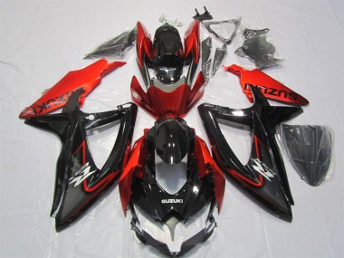 Billige Suzuki GSXR 1000 Motorrad Verkleidung 2007-2008 - Glanzendes Schwarz Rot
