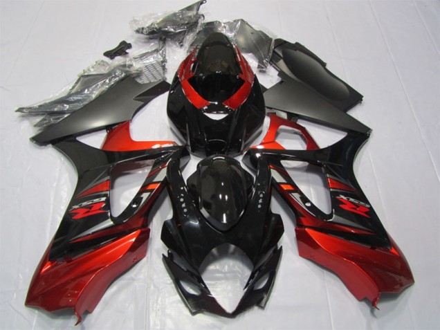 Billige Suzuki GSXR 1000 Motorrad Verkleidung Kit 2007-2008 - Rot Glanzendes Schwarz