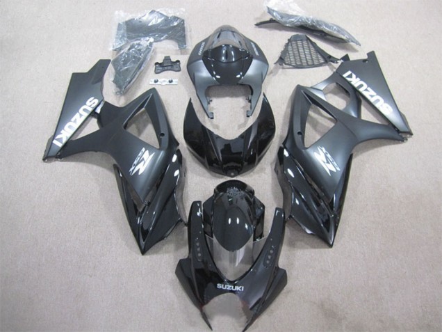Billige Suzuki GSXR 1000 Motorrad Verkleidung 2007-2008 - Glanzendes Schwarz Matt Schwarz